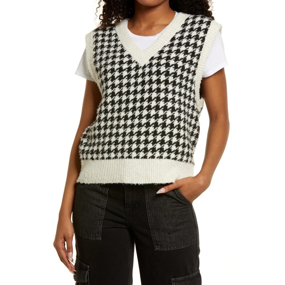 NWT BP Oversized Houndstooth Sweater Vest Small